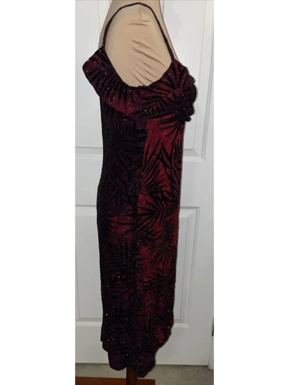 Vintage Rampage CDC Petites Ruched Bust Red & Black Dress Sparkle Size 10
